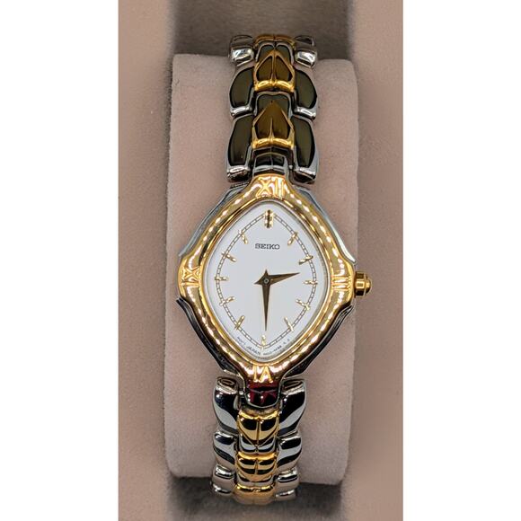 Seiko Ladies Two Tone Quartz Watch 1N00-6E98 Gold Silver Bracelet Working - Picture 3 of 7